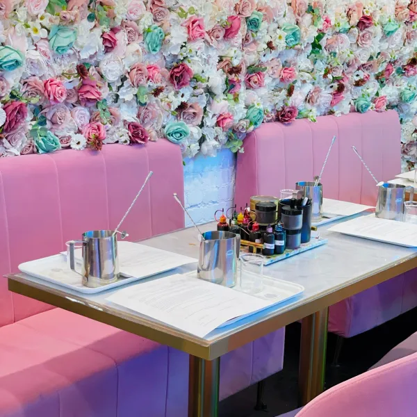 pink flowers on a table