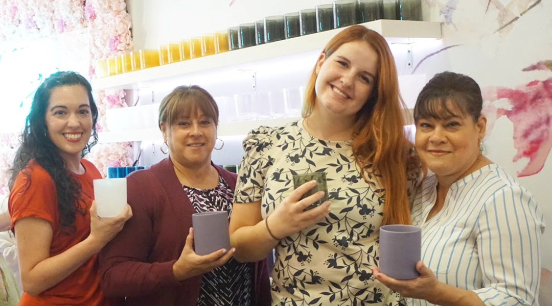 Happy Ladies With Custom Candle Happy Ladies With Custom Candle